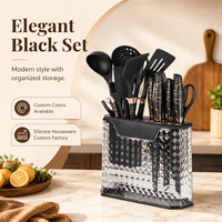 Ensemble d'ustensiles de cuisine YMS 16 pièces jetables en silicone antiadhésif, sûrs pour les aliments et antidérapants, comprenant cuillère de cuisine, spatule et couteaux ménagers