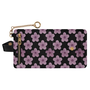 Colección Aloha, Bolsos con Estampado de Flor Hau Hawaiana en Morado, Tarjetero para Mujer, Cartera Corta Personalizada con Ranuras para Tarjetas - Product Image 2