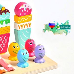 Jeu de pêche magnétique 3 en 1, crème glacée, friandises, jeu d'imitation, nourriture, plateau en bois avec cartes - Product Image 5