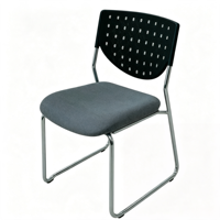 Chaise de conférence ergonomique moderne rembourrée en tissu, siège de réunion avec dossier solide et base en métal pour bureaux et salles de réunion scolaires