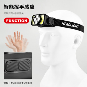 Linterna frontal con sensor Cob, luz Led de alta intensidad, recargable por USB, luz para correr al aire libre, distancia de irradiación de 50200m - Product Image 2