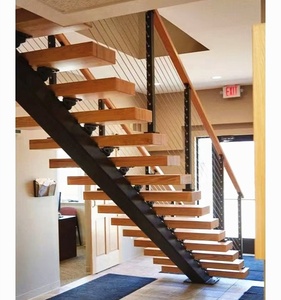 Escalera de Vidrio Interior de Nuevo Diseño <span class=keywords><strong>Alucasa</strong></span> con Peldaños de Madera Sólida, Diseño de Escalera de Vidrio Flotante - Product Image 5