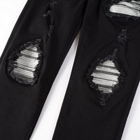 High Street Hommes Slim Fit Droite Hip Hop Style Denim Pantalon Américain Déchiré Élastique Conception Patchwork Streetwear Jeans Patchs