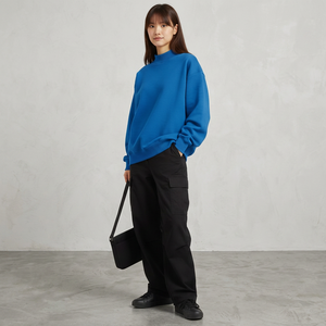 Women Mockneck Oversized Sweatshirt Casual Pullover Ladies <b>Mock</b> <b>Neck</b> Fleece Warm Winter <b>Top</b> Women Drop Shoulder <b>Mock</b> <b>Neck</b> - Product Image 6