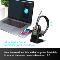BT-786 V5.0 bureau sans fil casque bandeau conception stéréo USB Dongle Base de charge pour centre d'appels casques téléphoniques