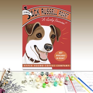 Jack Russell Roast Coffee Canvas Paint by Numbers Cartoon Animal Art Rectangle Handmade DIY Home Decor - Product Image 1