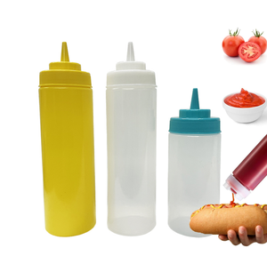 Frascos de Plástico PE Invertidos de 16oz com Bico Dosador Grande Recarregáveis para Impressão em Serigrafia para Molhos de Pizza, Bolo e Biscoito - Product Image 1
