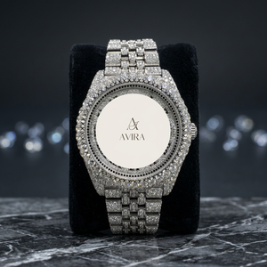 Nouvelle montre de luxe en or blanc et diamants moissanite pour homme, idéale pour les mariages et les soirées, en vente pour l'exportation - Product Image 1