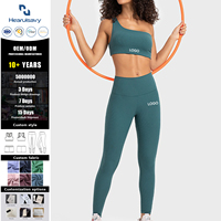 Combinaison de sport respirante 1 pièce pour femme, taille haute élastique, en Spandex/Nylon, avec soutien-gorge intégré, idéale pour le yoga, la gym et l'entraînement fitness