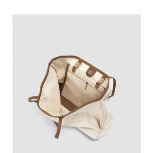 Sac fourre-tout en toile pour femme avec sangles en cuir, poche intérieure et fermeture éclair – Grande Vente - Product Image 4