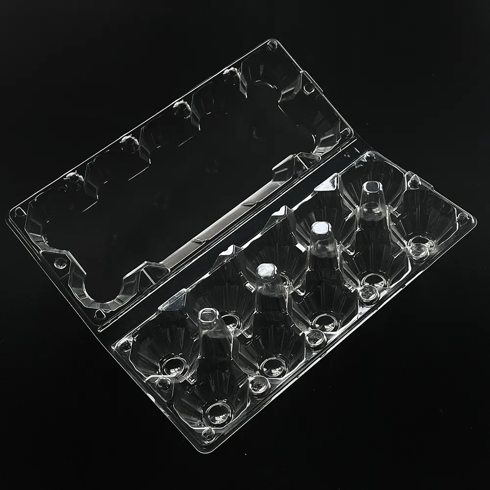 Caja de almacenamiento de plástico transparente para guardar huevos, contenedor desechable personalizado