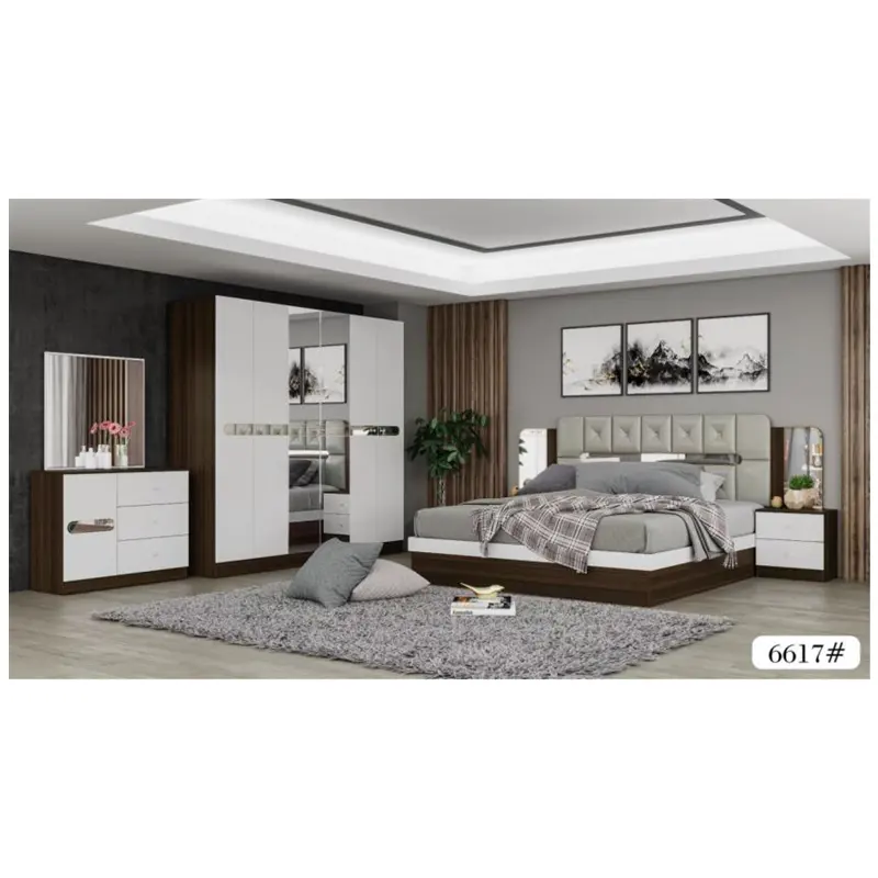 Good quality bedroom furniture double bed with wardrobe for home furniture