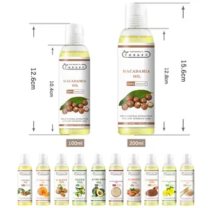 Private Label olio vettore biologico puro al 100% Avocado mandorle dolci Jojoba Aloe olio di ricino Argan per la bellezza dei capelli della pelle