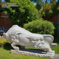 Estatua clásica de animales salvajes, escultura de toro de mármol de piedra Natural