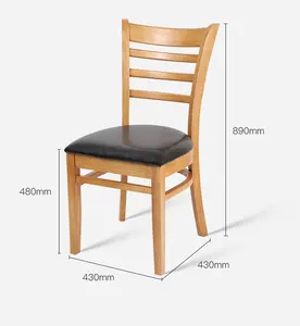 Frame Chair Cushion Dining Chair Commercial Furniture Wooden Synthetic Leather New Arrival Retro For Restaurant Sillas Modern