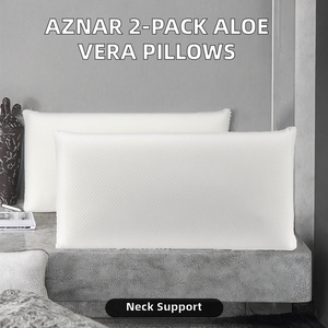 Aznar Pack 2 Almohadas Viscoelásticas con <span class=keywords><strong>Aloe</strong></span> <span class=keywords><strong>Vera</strong></span>, 15 cm de Altura, Firmeza Media, Transpirables, Antibacterianas, Soporte Cervical - Product Image 2