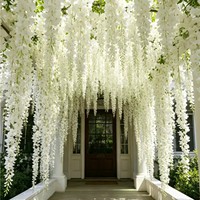 Guirlande de fleurs de cerisier artificielles semi-faites à la main en soie, décoration suspendue pour plafond de mariage