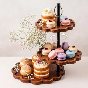 Wooden Three <b>Tier</b> <b>Cake</b> <b>Stand</b> Multi Layer Display Rack For Dessert Party Wedding Reusable - Product Image 1