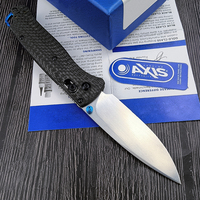 Couteau de survie pliable BM 535 EDC en fibre de carbone noire avec lame en acier S35V, manche blanc, pour la chasse, le camping, les pique-niques et la randonnée