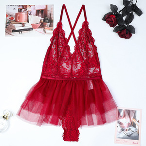 Nuevo Mono Elegante de Encaje Ajustado para Mujer, de Una Pieza, con Falda Transparente y Escote en V, ¡Gran Venta! - Product Image 6