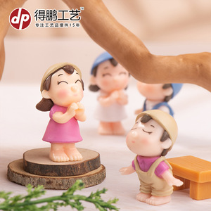 Dp <b>Miniature</b> Cartoon Couple Figurines Blue Pink Pair Resin Crafts Home Decoration - Product Image 2