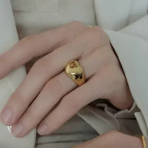 Anelli placcati in acciaio inossidabile 316L 18K oro PVD per dito grosso gioielli di dichiarazione di matrimonio anello zirconia perla d'acqua dolce