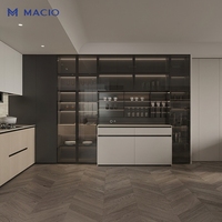 Console de salle à manger MACIO de luxe en bois, modulaire, personnalisable, intégrée au mur, grand meuble de rangement pour villa