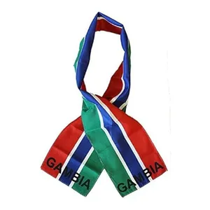 高品质双面印花冈比亚国家轻质国旗印花针织风格围巾8 "x60"