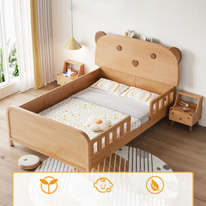 Set di Mobili Moderni Minimalisti in Legno di Faggio Massiccio, Lettini per Bambini con Sponda di Sicurezza, Design Cartoon per Camere da Letto Piccole e Soggiorni - Product Image 5