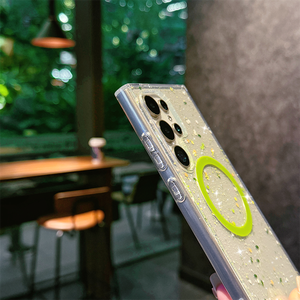 Étui magnétique à paillettes, fleur jaune, feuille d'érable pour Samsung S25 Edge S24 FE Ultra Plus Bling Wireless Charge Clear Cover - Product Image 6