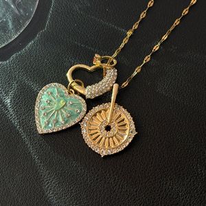 Collar vintage de capas en verde menta, diseño único, colgante de corazón de girasol, <span class=keywords><strong>cadena</strong></span> de cuello exquisita y a la moda - Product Image 6