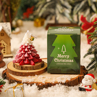 Arovi - Bougie parfumée en forme de petit sapin de Noël en stock, décorations de Noël enneigées, couleur et parfum personnalisés, cadeau festif