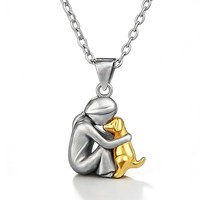 Nouveau Collier Cadeau Fête des Mères Transfrontalier, Pendentif Étreinte Mère-Enfant en Acier Inoxydable, Commémoratif pour Couples, Tendance