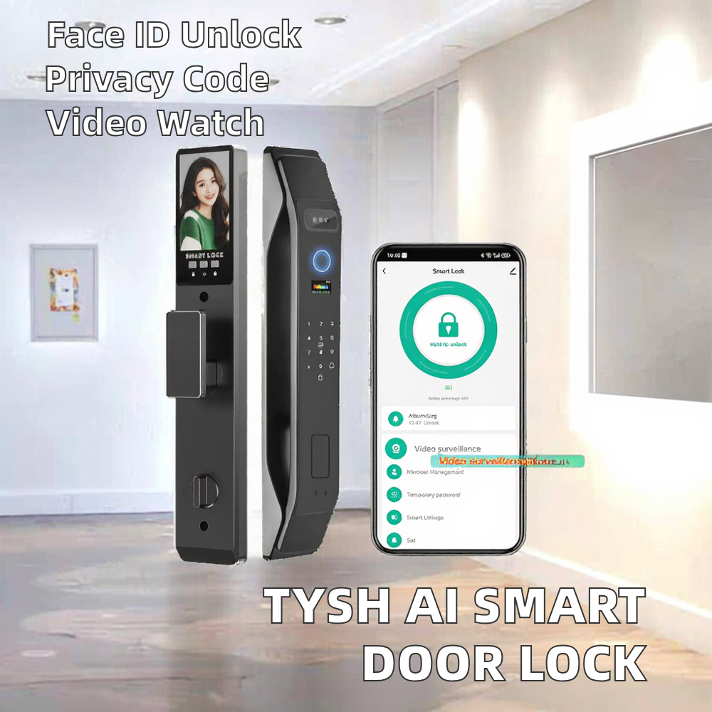 Li Wen Smart Glass/Aluminum Door Lock Tuya App Control Fingerprint Face Recognition USB Port Memory Card Single Latch Set · image 2