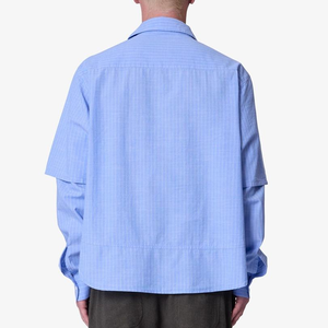 Custom New Fashion Long Double Layer Sleeves T <b>Shirts</b> Striped Men Front Button <b>Shirt</b> Causal T <b>Shirts</b> - Product Image 2
