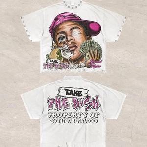 Camisetas para Hombre de Fabricantes de Ropa, Diseño Cuadrado Desgastado con Pedrería y Rayas en el Cuello Redondo, Impresión DTG, Camisetas Lisas - Product Image 2