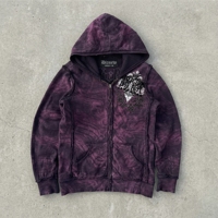 Sweat-shirt à capuche violet délavé pour homme DiZNEW, motif crête gothique, coupe oversize, ourlets bruts, streetwear, logo personnalisé OEM ODM