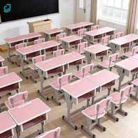 Bureau et chaise d'étudiant réglables en hauteur, en métal durable et moderne, pour salle de classe scolaire