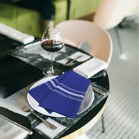 Serviettes en tissu de restaurant ZONDIRA en polyester filé, rayées, réutilisables, lavables en machine, bleu roi, 18x22, résistantes à l'eau de Javel