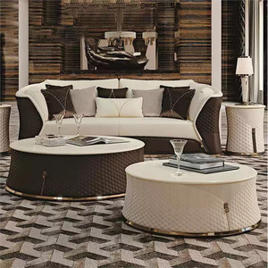 أريكة جلدية فاخرة قابلة للطي بتصميم عصري لغرفة المعيشة في الشقق والفلل - Product Image 2