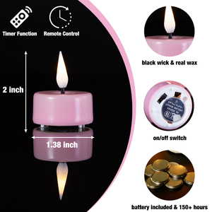Velas LED sin Llama a Pilas, Ecológicas, de Parafina Mermei, Color Rosa - Product Image 3