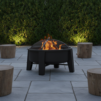 Barbecue d'extérieur robuste et foyer combinés, avec anneau de sécurité entièrement fermé, idéal pour les fêtes de jardin d'été et comme cadeau de Fête des Pères
