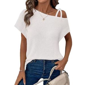 Camiseta de punto con hombros descubiertos de verano a la moda para mujer - Product Image 3