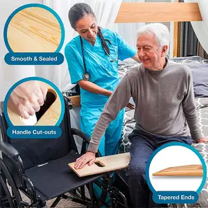 Planche de transfert de glissière en bois pour patients âgés et handicapés Aide au déplacement et transferts de glissière Peut contenir jusqu'à 735 livres