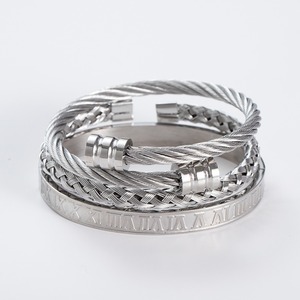 Bracelets en acier inoxydable doré pour hommes <span class=keywords><strong>Bracelet</strong></span> en <span class=keywords><strong>or</strong></span> avec chiffres romains <span class=keywords><strong>Bracelet</strong></span> en câble <span class=keywords><strong>torsadé</strong></span> Bracelets de bijoux de luxe pour hommes - Product Image 3