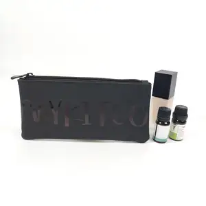 Pu deri fermuar kozmetik tırnak makyaj fırçası çantası özel Logo makyaj organizatör markalı kozmetik kilitli çanta