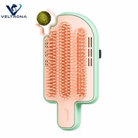 Grattoir à chat pour toilettage autonome, forme de bâtonnet de glace, poils roses, cadre vert menthe, fixation sur pied de table, boule de catnip, 600g