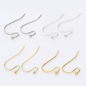 18K gold-plated copper S-shaped ear <b>hooks</b> with beads, 14K gold-plated ear <b>hooks</b> for color retention, DIY <b>earring</b> accessories A22 - Product Image 4