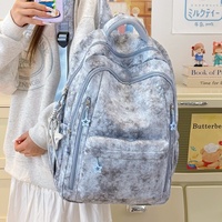 Sac à dos imperméable tendance grande capacité motif étoiles galaxie léger multi-poches durable pour adolescentes et étudiantes