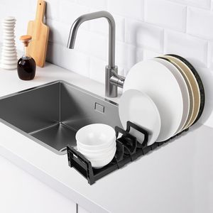 Newly Kitchen Sink Caddy PP Plastic Standing Non-Folding Single Tier Flexible Design Dish <b>Plate</b> Drying <b>Rack</b> - Product Image 5